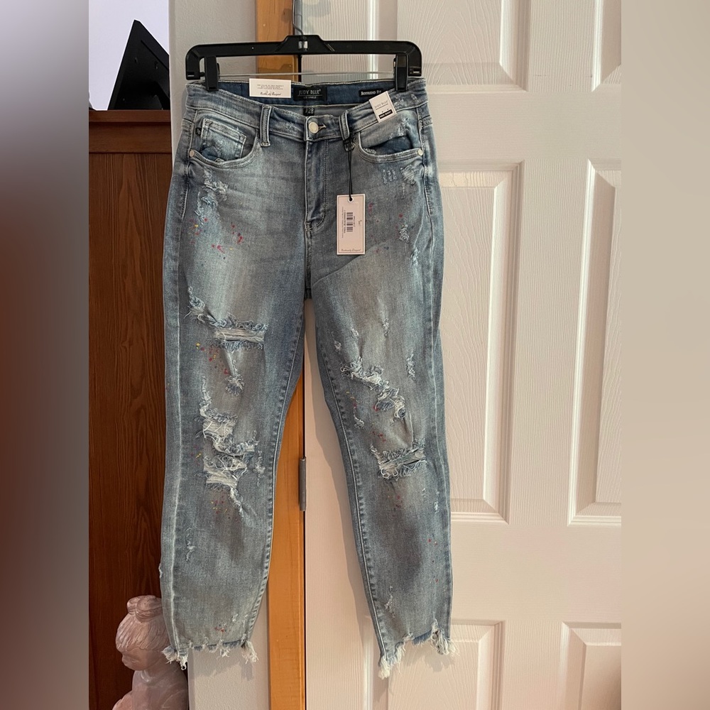 Judy Blue Rainbow Skies paint splatter jeans, size 7\28
